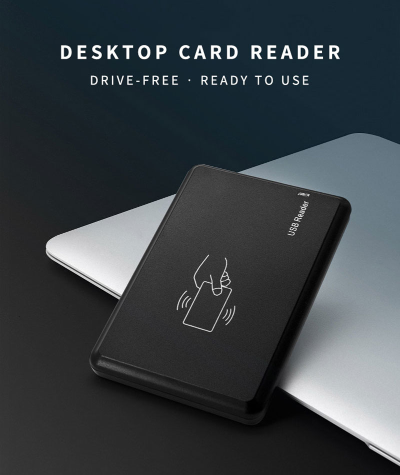 Desktop Contactless USB RF<a href=https://rfid-life.com/product/RFID-Card-Reader-For-Em4100-TK4100-SMC4001-Chip-Card.html target='_blank'>ID card Reader</a> For 125khz Cards Tags Desktop Contactless USB RFID Card Reader For 125khz Cards Tags
