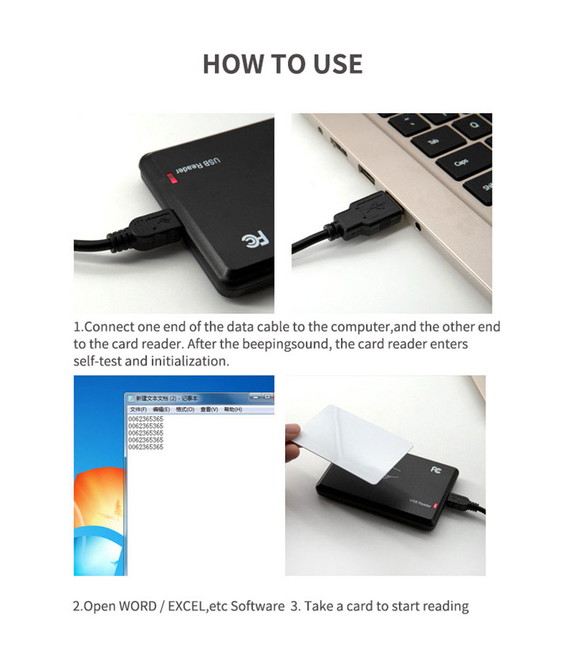 Desktop Contactless USB RFID Card Reader For 125khz Cards Tags 10 Desktop Contactless USB RFID Card Reader For 125khz Cards Tags 10