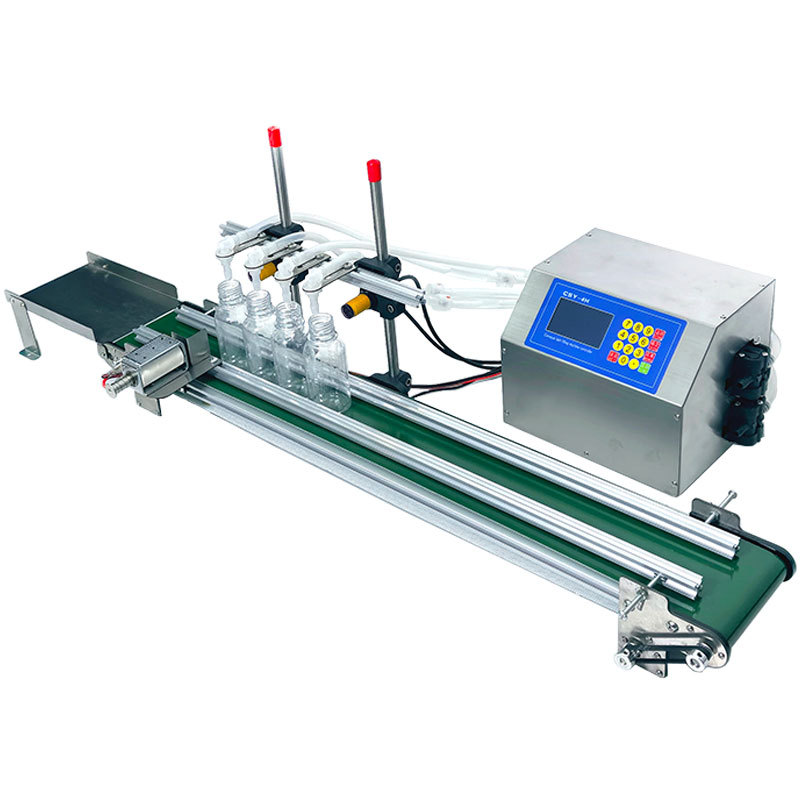 RFID automatic small four-head liquid filling machine RFID conveyor belt liquid filling machine with conveyor
