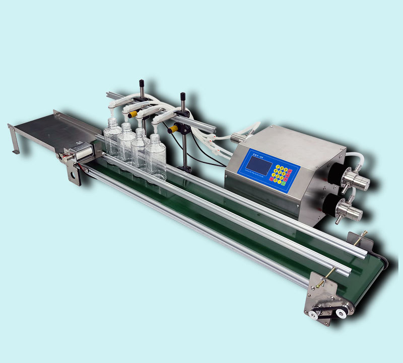 RFID automatic small four-head liquid filling machine RFID conveyor belt liquid filling machine with conveyor 9