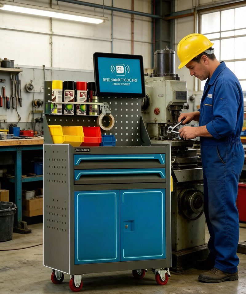 RFID-enabled smart auto repair tool cart, RFID-enabled smart hardware repair hand box, RFID-enabled multi-functional mobile heavy-duty tool cabinet for fitter's workshop 2. RFID-enabled smart auto repair tool cart, RFID-enabled smart hardware repair hand box, RFID-enabled multi-functional mobile heavy-duty tool cabinet for fitter's workshop 2.