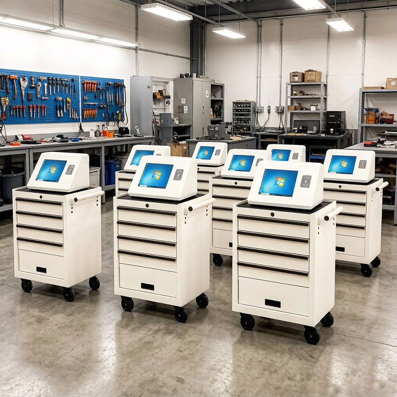 Industrial RFID Smart Tool Cart - Smart Tool Management Cart with Windows Touchscreen | Modern Shop Floor Smart Tool Solutions