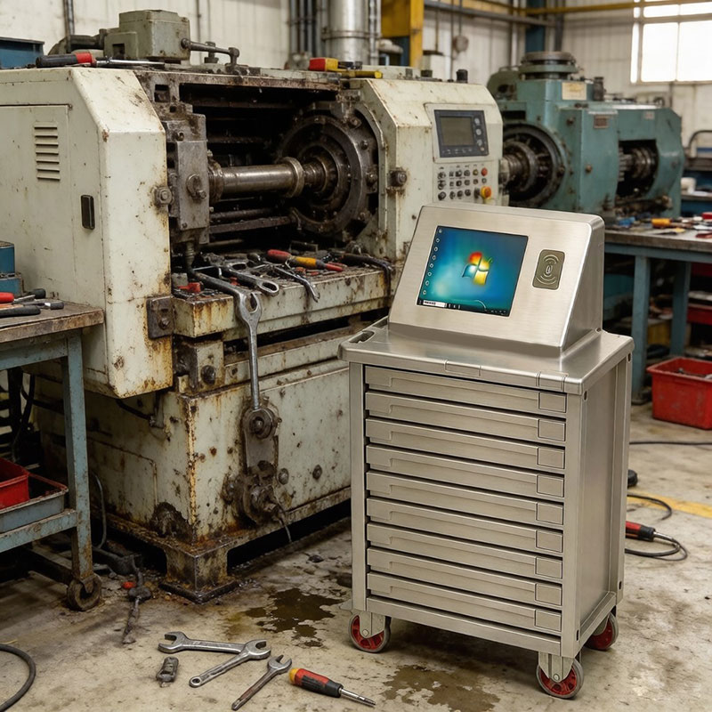 RFID Smart Tool Cart: Inventory of 300+ tools in 5 seconds, 99.99% recognition rate, RFID industrial tool management solution.